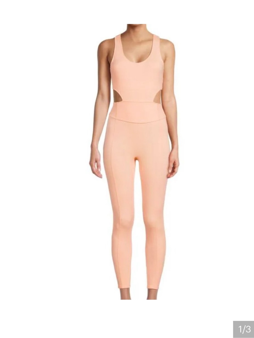 Free People Movement Back It Up Onesie Criss Cross Back Peach Small